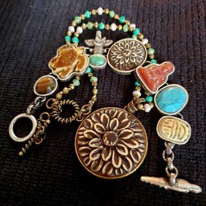 Vintage 90's BOHO Island Style Necklace and Bracelet